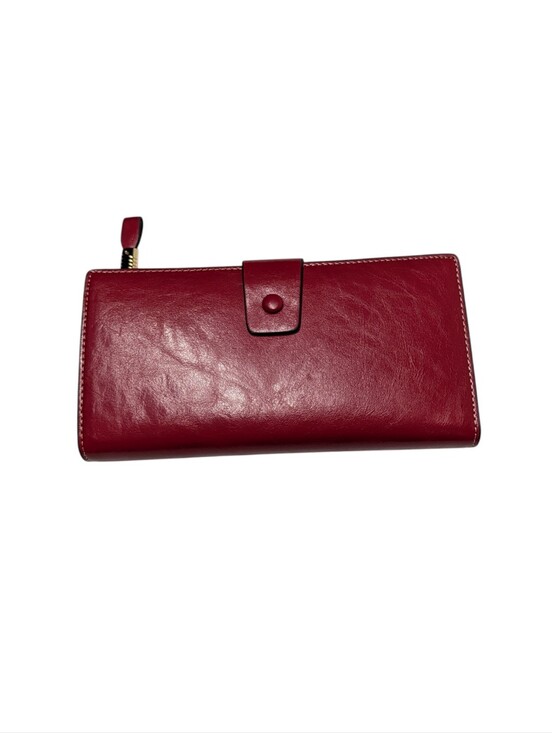 ITSLIFE Handbags - ITSLIFE Red Cowhide Leather Long Wallet Women's New in Box Gold Zip Snap Closure